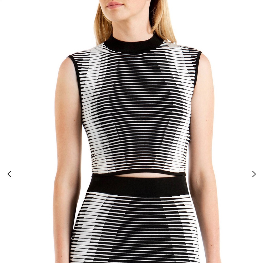 Ted Baker Black and White Striped Crop Top
